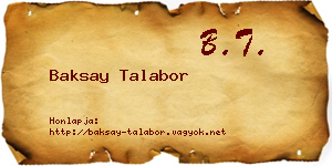 Baksay Talabor névjegykártya